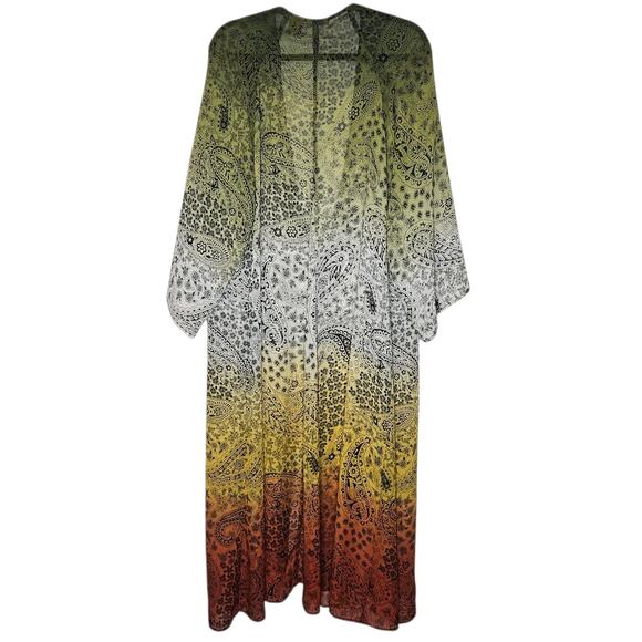 Wrangler Lightweight Green Orange Duster Jacket size Large - Picture 3 of 5